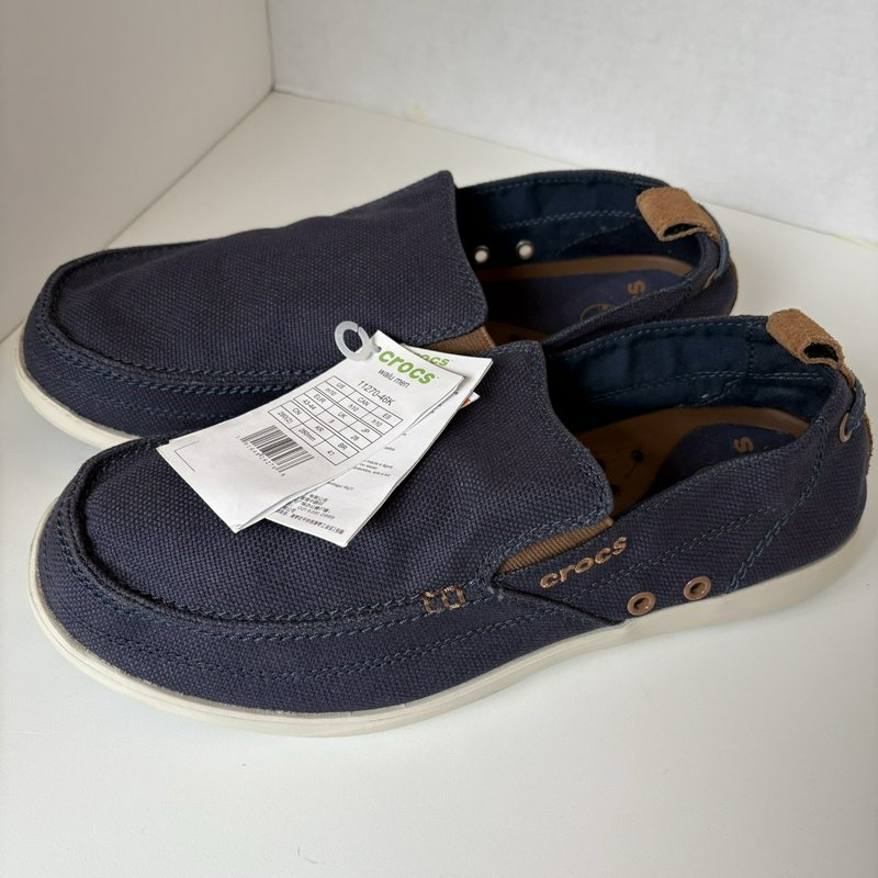 Crocs Walu Men’s Slip-On Loafers Navy Canvas Comfort Shoes Size 10 New 11270-46K