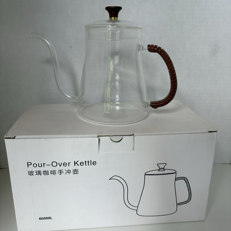 Y1-469 Glass Gooseneck Pour Over Coffee Kettle 600ml (20 fl. oz.) Heat Resistant