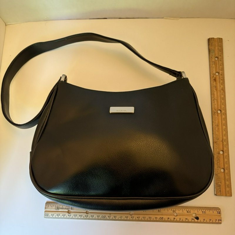 Vintage Y2K Liz Claiborne Black Shoulder Bag Purse Faux Leather Organizer