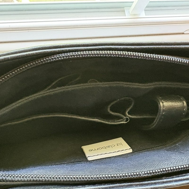 Vintage Y2K Liz Claiborne Black Shoulder Bag Purse Faux Leather Organizer