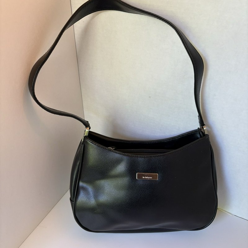 Vintage Y2K Liz Claiborne Black Shoulder Bag Purse Faux Leather Organizer