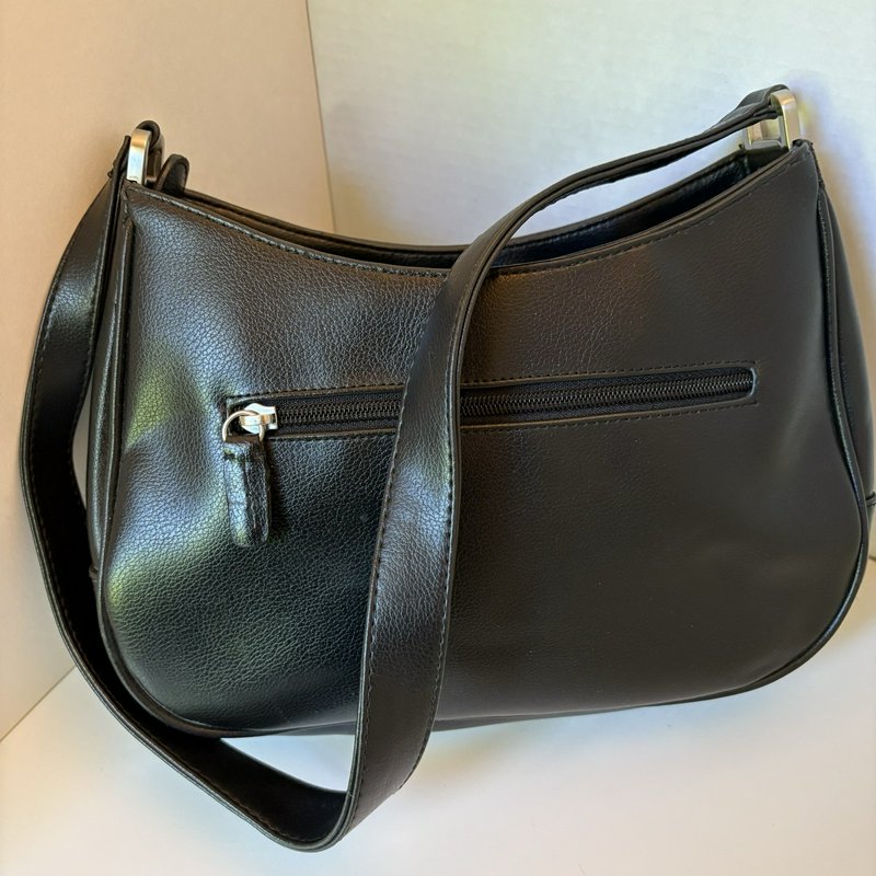 Vintage Y2K Liz Claiborne Black Shoulder Bag Purse Faux Leather Organizer