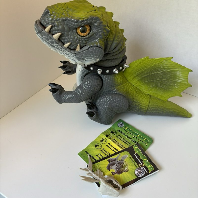 Mattel Cruncher Prehistoric Pet Interactive Dinosaur w/ Bone And Manuals Tested