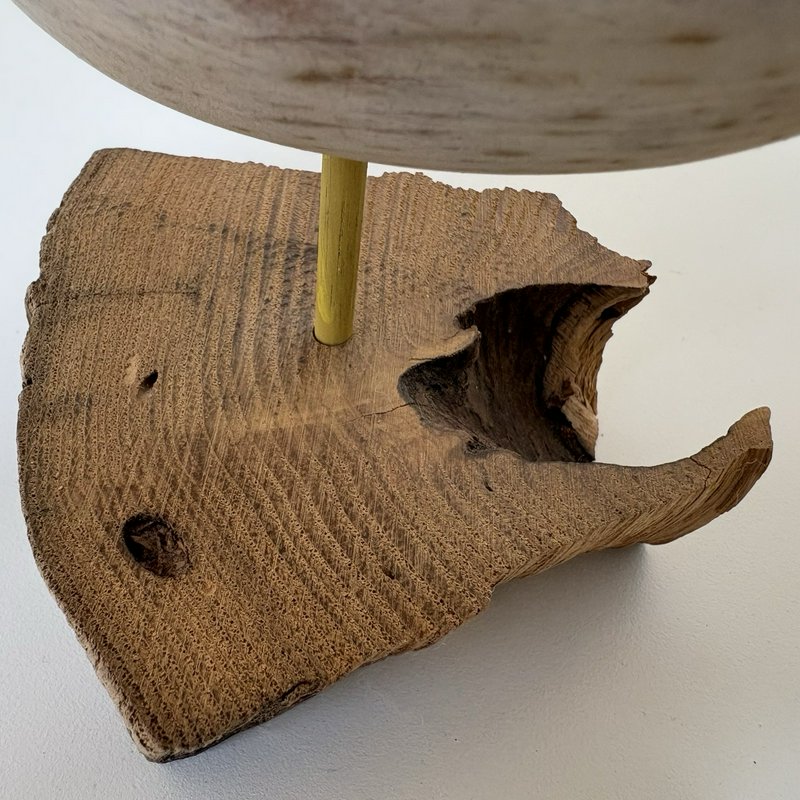 Hand Carved Wooden Shorebird Decoy On Driftwood Base Folk Art Coastal Bird 