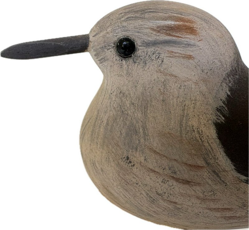 Hand Carved Wooden Shorebird Decoy On Driftwood Base Folk Art Coastal Bird 