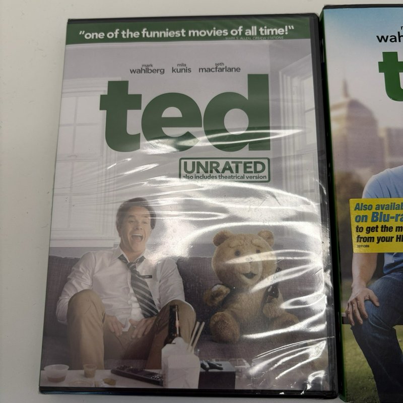 Ted & Ted 2 DVD Lot (Sealed Movies)  Includes Ted 2 Plush Clip-On Keychain