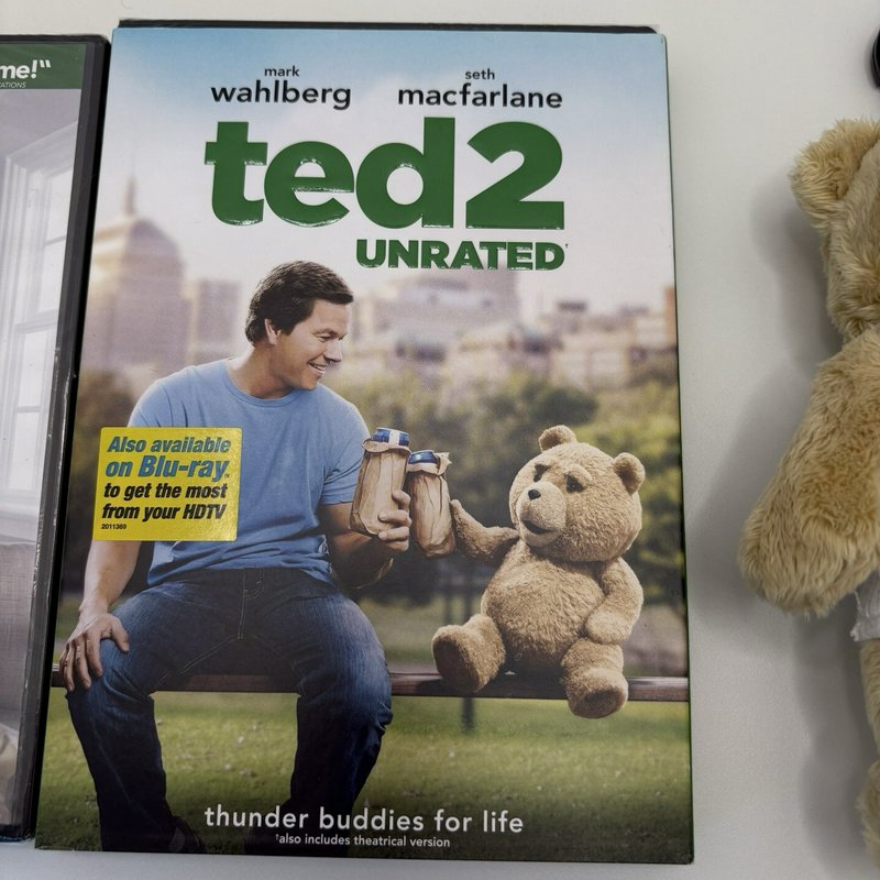 Ted & Ted 2 DVD Lot (Sealed Movies)  Includes Ted 2 Plush Clip-On Keychain