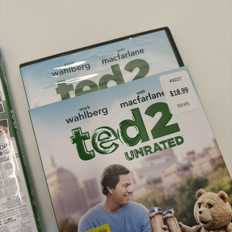 Ted Blu-ray/DVD (Open) + Ted 2 (Sealed) DVD Lot Comedy Movies Unrated
