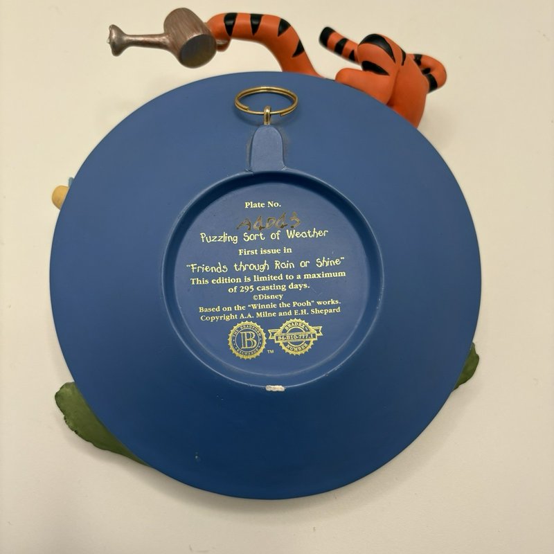 Disney Winnie the Pooh Bradford Exchange 3D Plate - Puzzling Sort of Weather