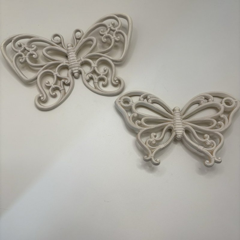 Vintage Homco/Dart 1978 Butterfly Wall Plaques Pair White Plastic Retro Decor