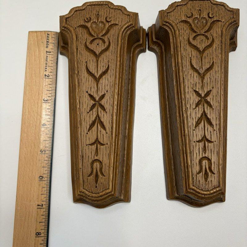 Vintage Homco 1981 Wall Pockets Faux Wood Plastic Floral Pair Retro Decor USA