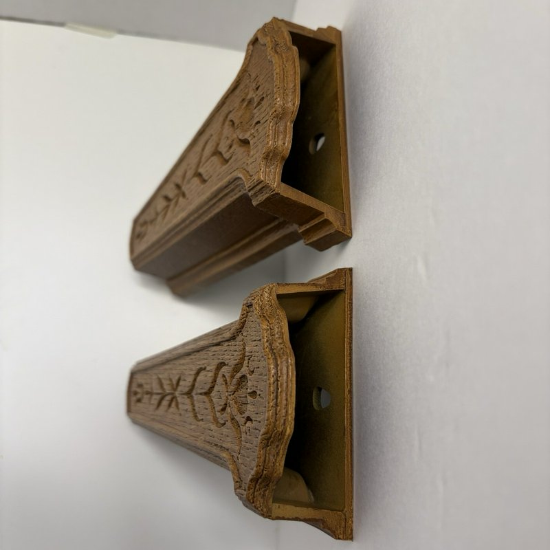 Vintage Homco 1981 Wall Pockets Faux Wood Plastic Floral Pair Retro Decor USA