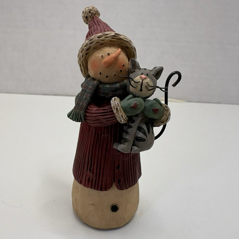 Suzi Christmas Figurines Lot of 2 – Snowmen with Cats Whimsical Holiday Decor