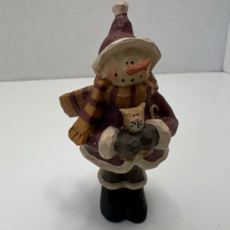 Suzi Christmas Figurines Lot of 2 – Snowmen with Cats Whimsical Holiday Decor