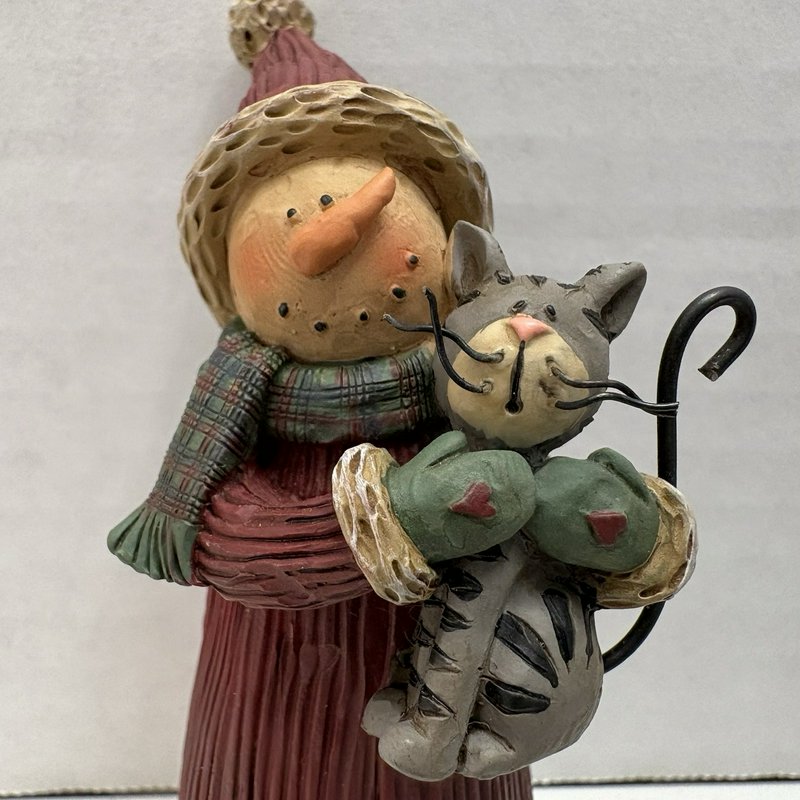 Suzi Christmas Figurines Lot of 2 – Snowmen with Cats Whimsical Holiday Decor