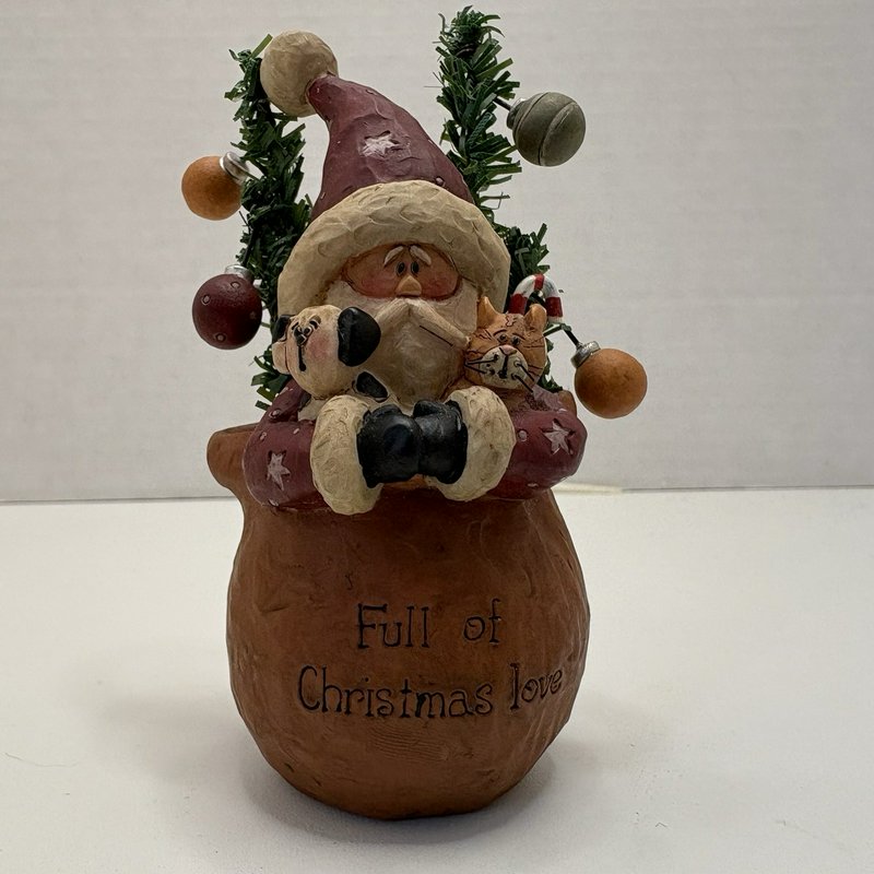 Suzi Christmas Figurine – Santa with Cat, Puppy & Tree “Full of Christmas Love”