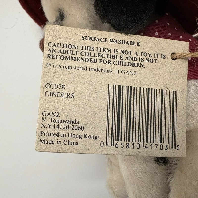 Ganz Cottage Collectibles Cinders Plush Dog Firefighter Hat Artist Designed 1998