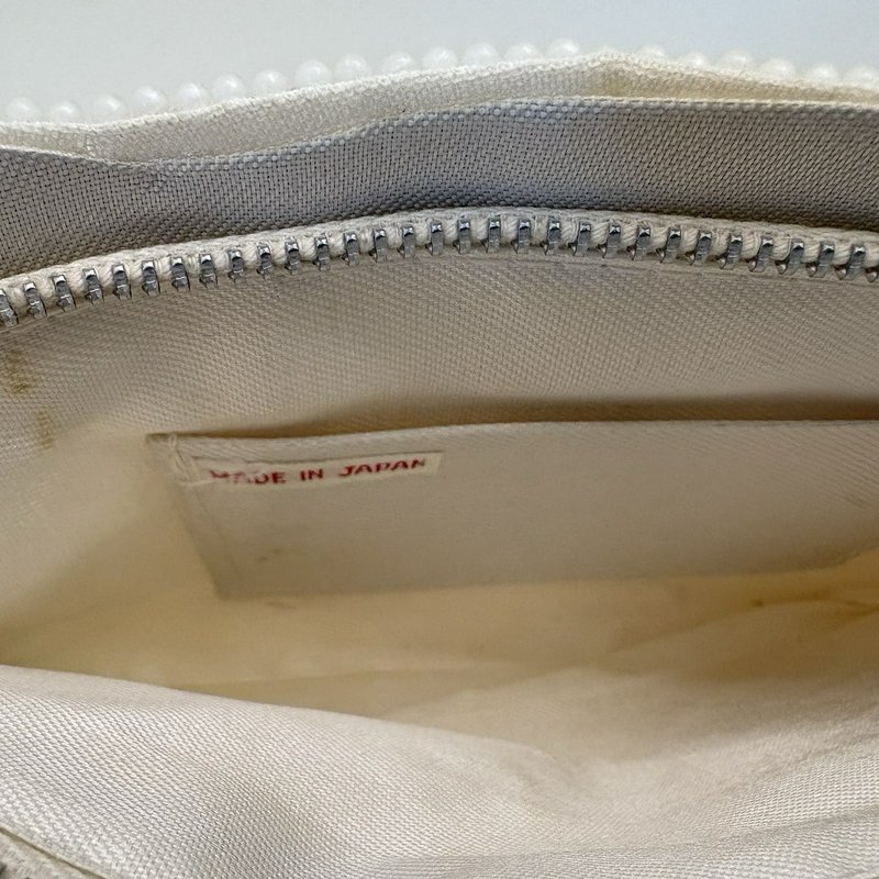 Vintage Bridal Beaded Clutch Ivory Made in Japan Arrow Zipper Evening Bag