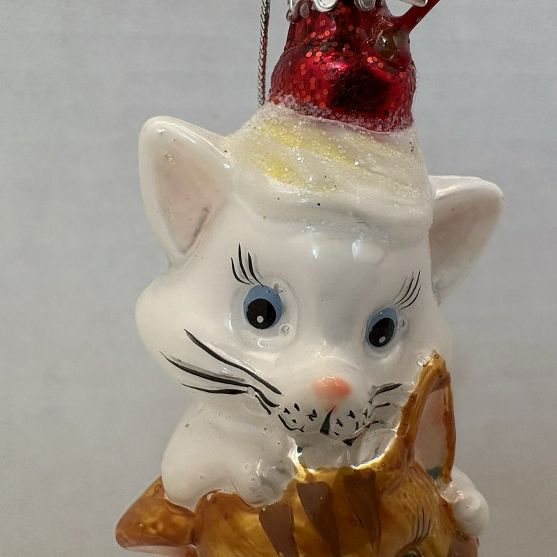 Kurt Adler KSA Noble Gems Glass Ornament Stacked Cats in Ice Cream Cone 6” 