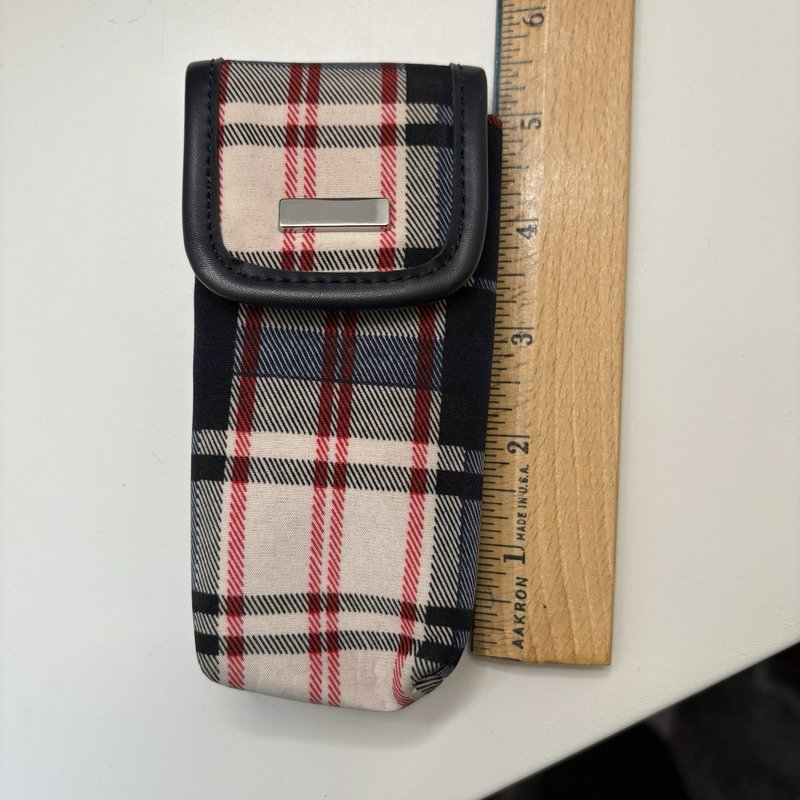 St. John’s Bay Plaid Shoulder Bag Tote w/ Matching Pouch Navy Red White