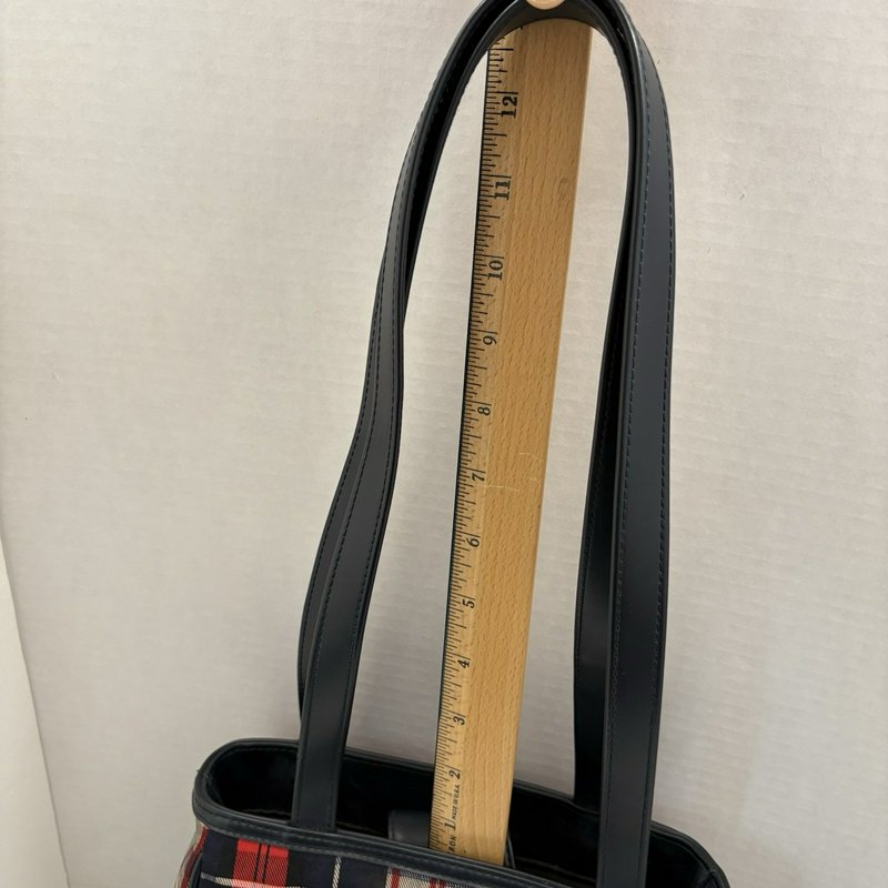 St. John’s Bay Plaid Shoulder Bag Tote w/ Matching Pouch Navy Red White