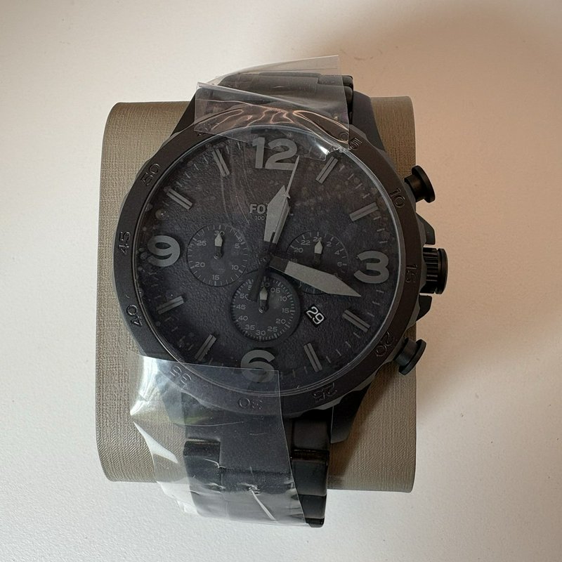 Fossil Men’s Nate Chronograph Black Stainless Steel Watch JR1401 NWT