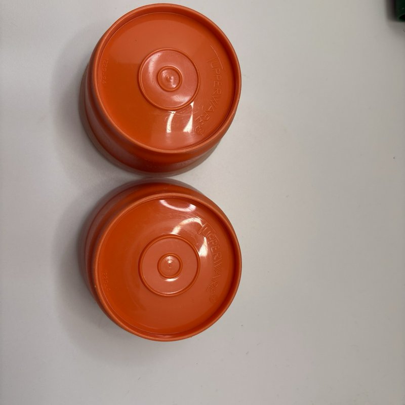 Vintage Tupperware Snack Cups 4 oz w/ Seals – 7 Pc Lot + Green Wallet Clutch