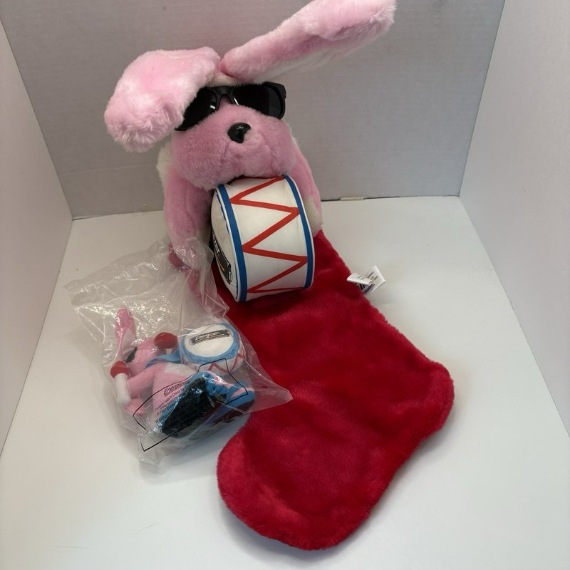 Vintage Energizer Bunny Lot – 1993 Christmas Stocking Plush + 1997 Plush NIP