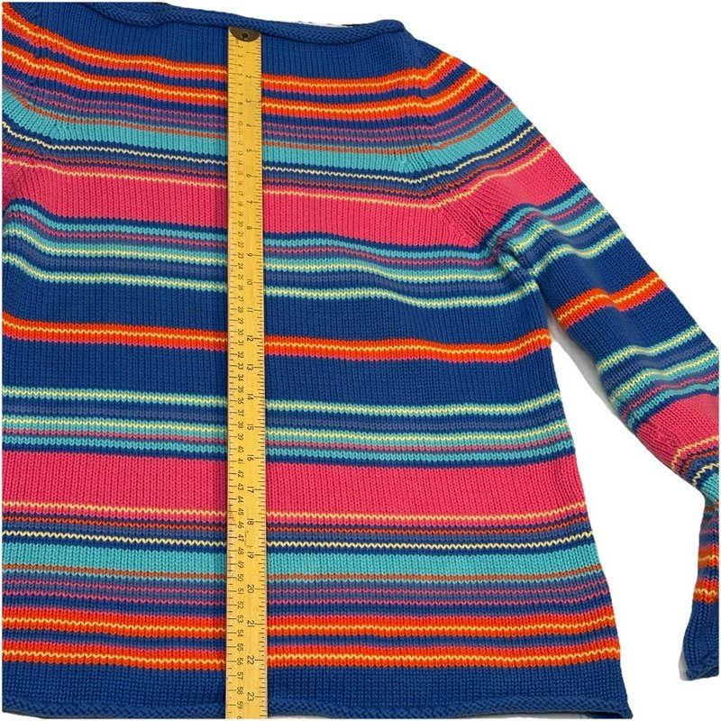 Vintage Y2K Ralph Lauren Women’s Large Sweater Multicolor Striped Cotton Knit