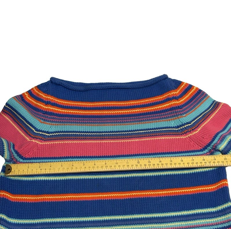 Vintage Y2K Ralph Lauren Women’s Large Sweater Multicolor Striped Cotton Knit