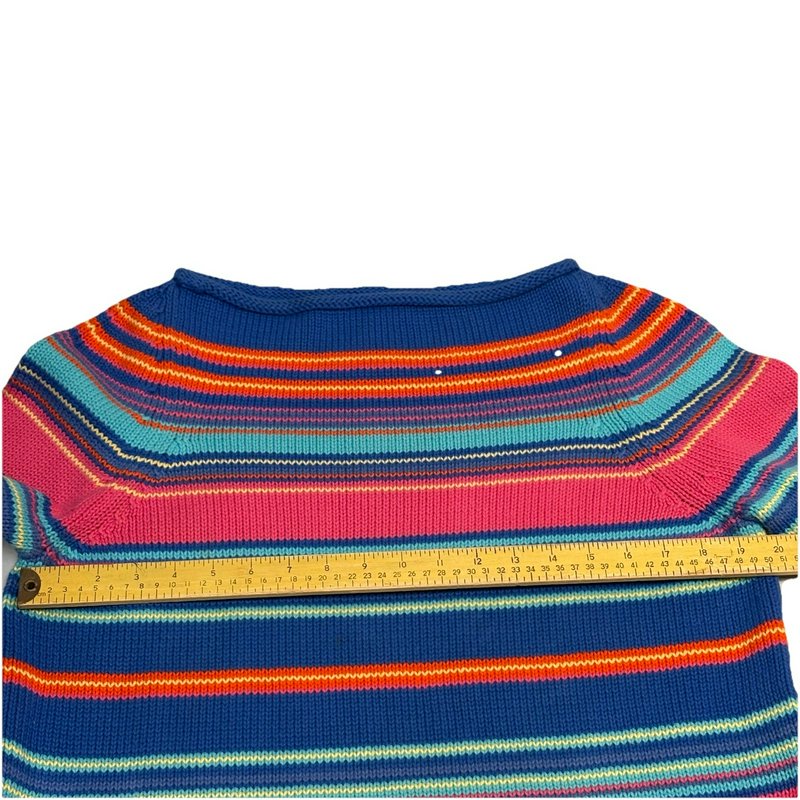 Vintage Y2K Ralph Lauren Women’s Large Sweater Multicolor Striped Cotton Knit