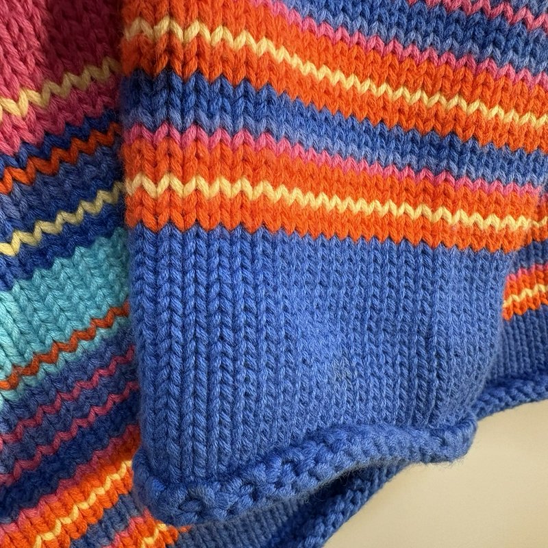 Vintage Y2K Ralph Lauren Women’s Large Sweater Multicolor Striped Cotton Knit
