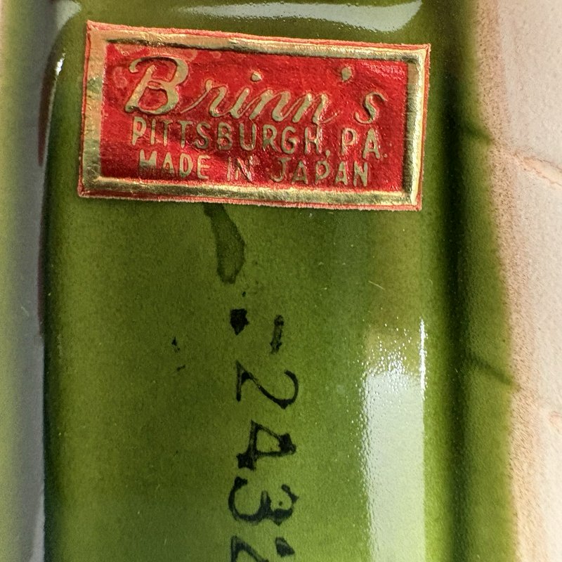 Retro Vintage Brinn’s Japan Green Sleigh Taper Candle Holders Set of 2