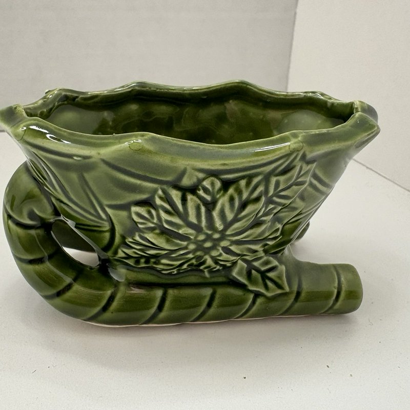 Retro Vintage Brinn’s Japan Green Sleigh Taper Candle Holders Set of 2