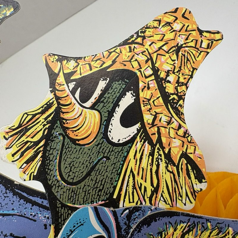 Vintage Beistle Halloween Scarecrow Pumpkin Honeycomb Centerpiece USA