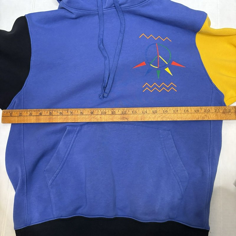 Nike Vintage Peace Sign Hoodie Sweatshirt S (Fits M) Blue Yellow Black Mexico