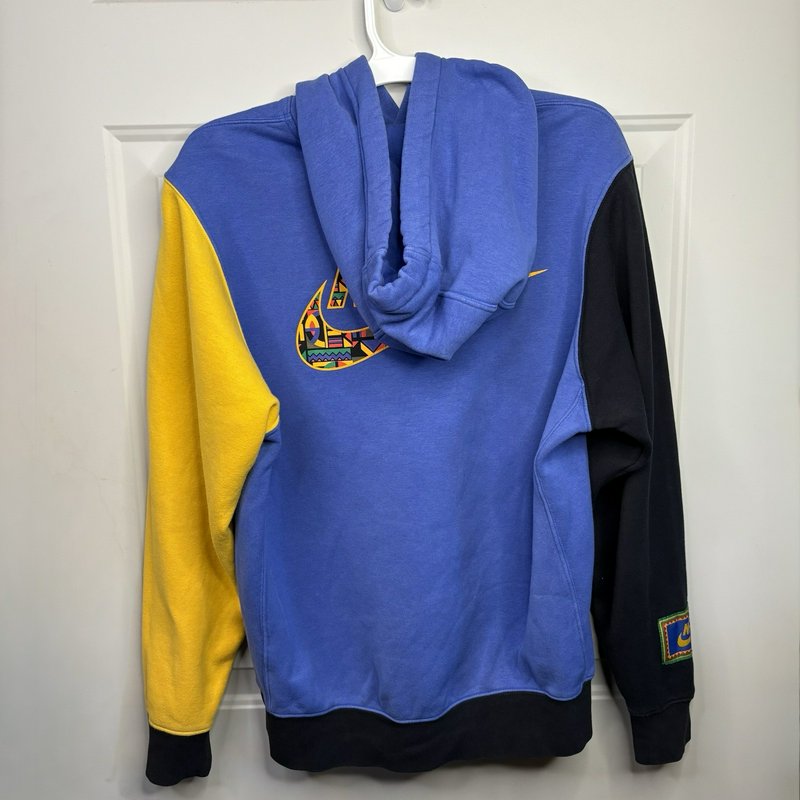 Nike Vintage Peace Sign Hoodie Sweatshirt S (Fits M) Blue Yellow Black Mexico