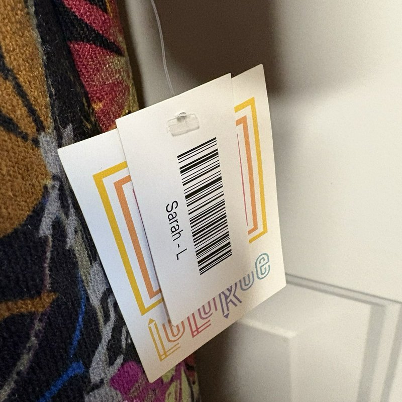 LuLaRoe Sarah Kimono Duster Cardigan Women’s L Black Floral Print Open Front