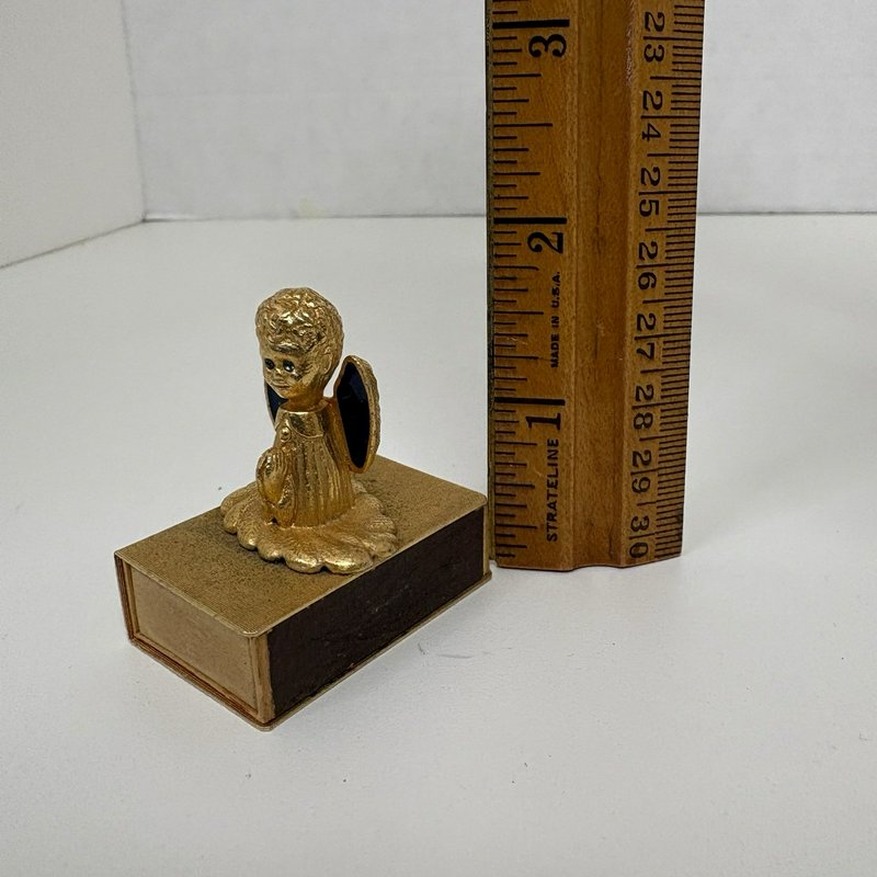 Vintage Florenza Angel Match Holder Gold Tone Mid Century