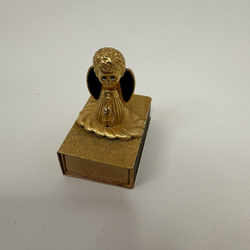 Vintage Florenza Angel Match Holder Gold Tone Mid Century