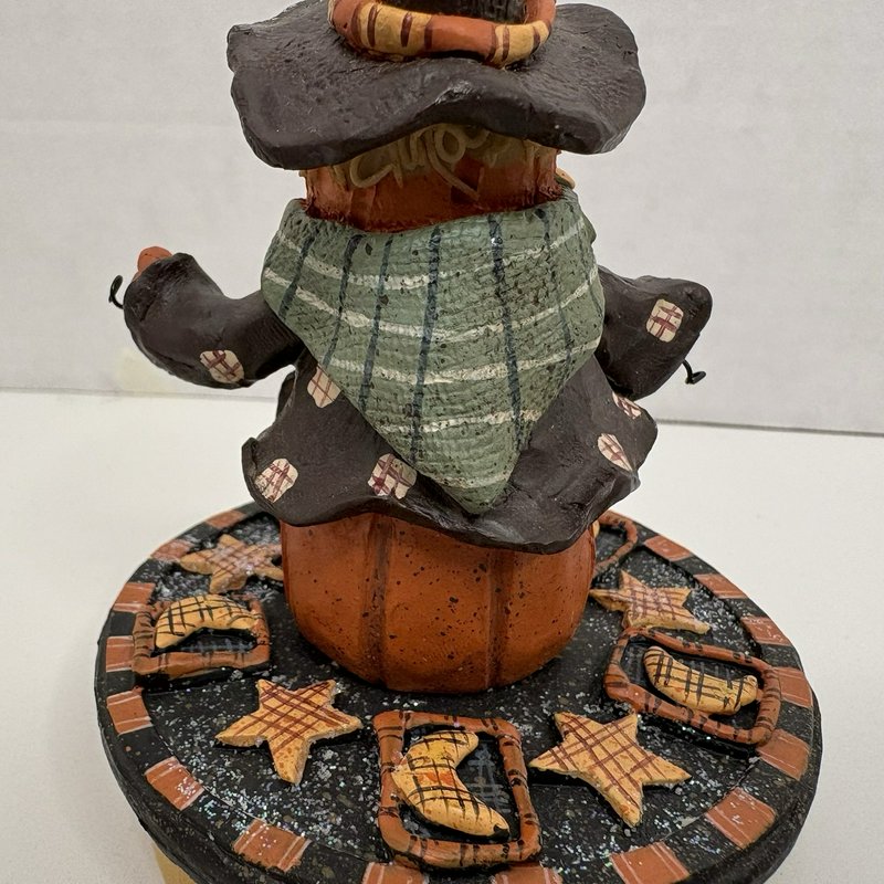 Lot of 2 Candle Toppers – Pumpkin Scarecrow (Crazy Mountain) & Fall Farmhouse