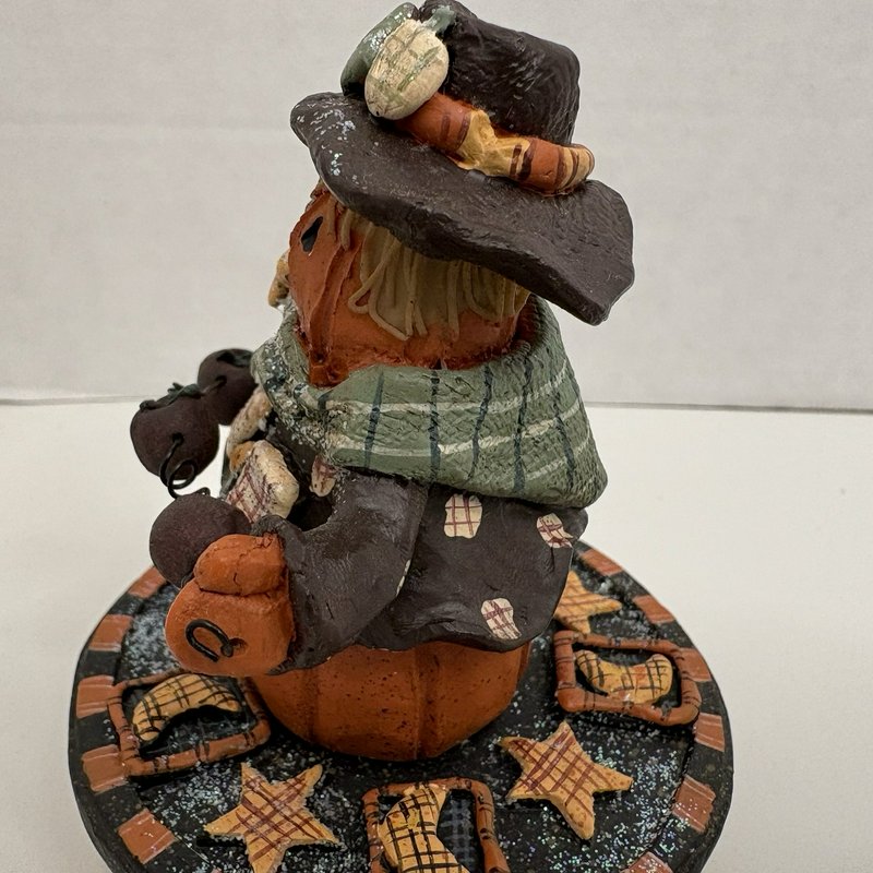 Lot of 2 Candle Toppers – Pumpkin Scarecrow (Crazy Mountain) & Fall Farmhouse