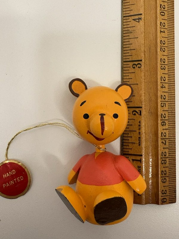 Vintage Walt Disney Productions Winnie the Pooh Wooden Figurine Japan 2.5”