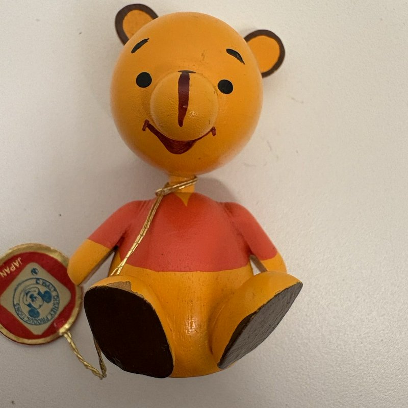 Vintage Walt Disney Productions Winnie the Pooh Wooden Figurine Japan 2.5”
