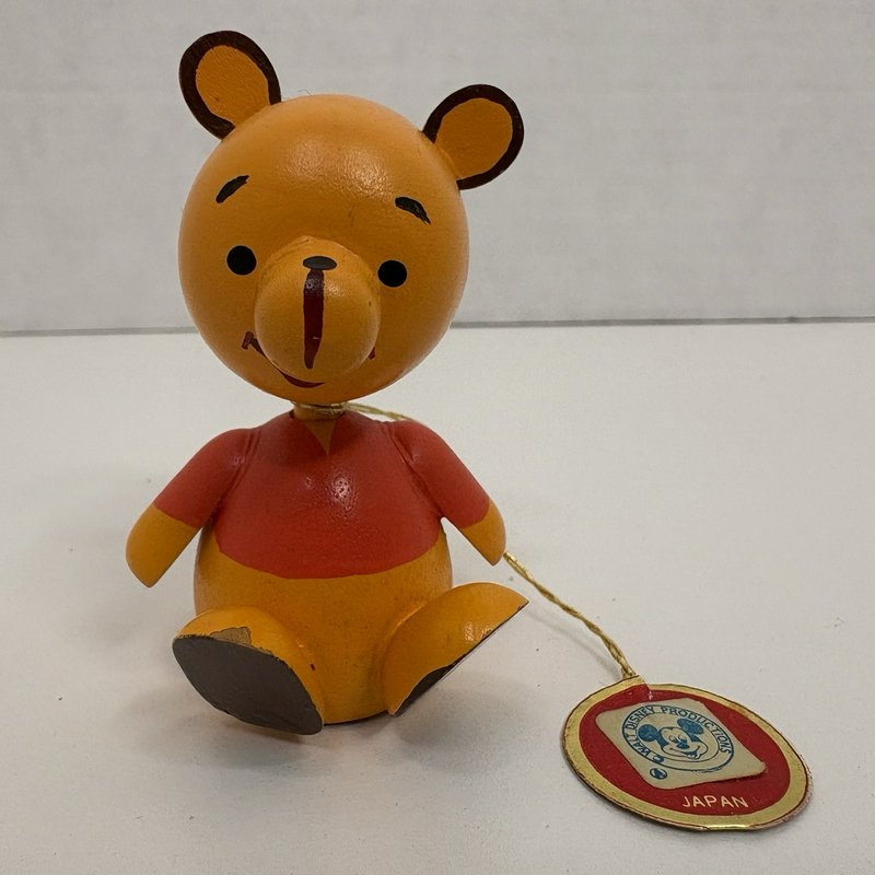 Vintage Walt Disney Productions Winnie the Pooh Wooden Figurine Japan 2.5”