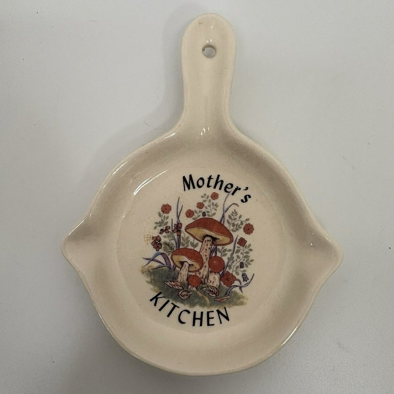 Vintage Mushroom Mother’s Kitchen Ceramic Spoon Rest Dish Made in Taiwan