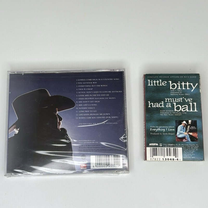 Alan Jackson Thirty Miles West Sealed CD + Little Bitty Cassette Single Bundle