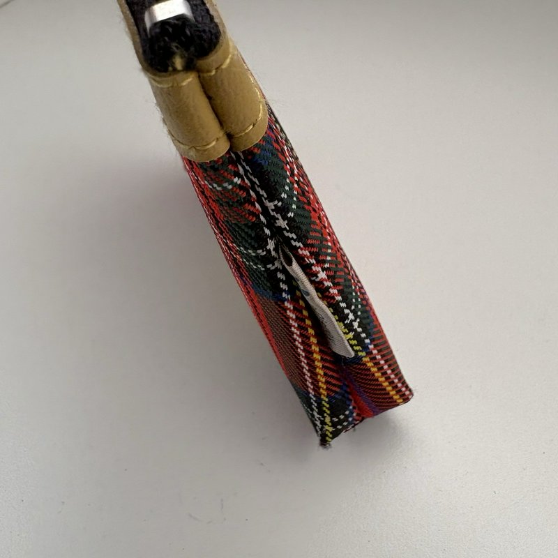 Vintage Disney Mickey Mouse Plaid Coin Purse Wallet Zip Pouch Tartan 4.5”