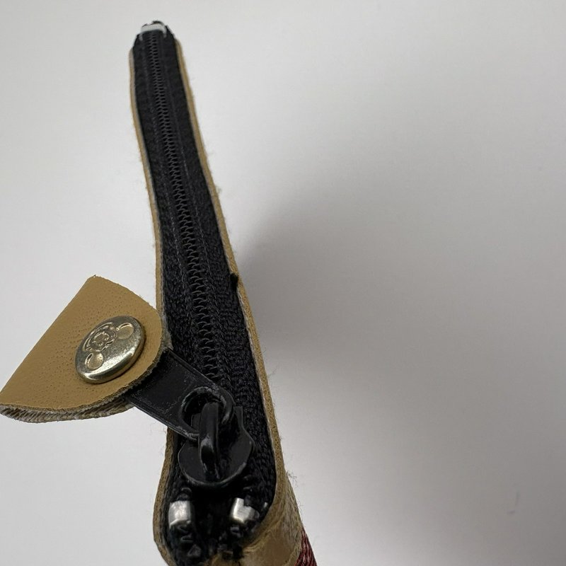 Vintage Disney Mickey Mouse Plaid Coin Purse Wallet Zip Pouch Tartan 4.5”