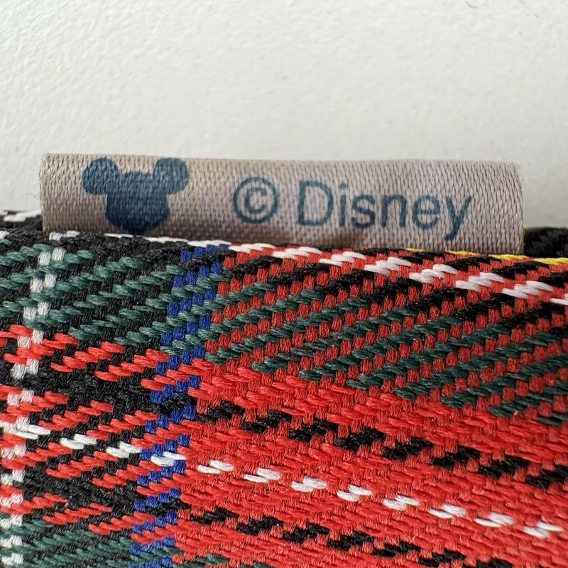 Vintage Disney Mickey Mouse Plaid Coin Purse Wallet Zip Pouch Tartan 4.5”